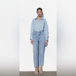 Zara straight jeans with rough hem